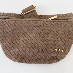 NEW PRETTY SIMPLE women's westlyn suede woven bum bag in suede taupe